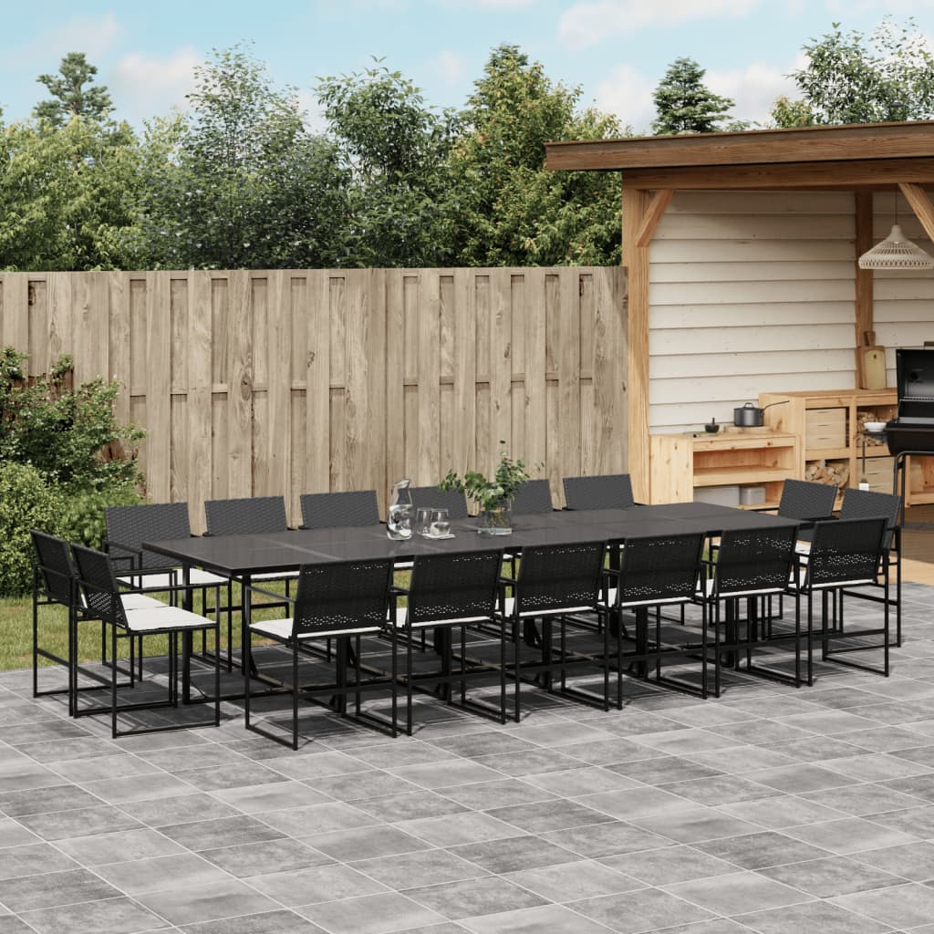 17-delige Tuinset met kussens poly rattan zwart is nu te koop bij PeponiXL, paradijselijk wonen!