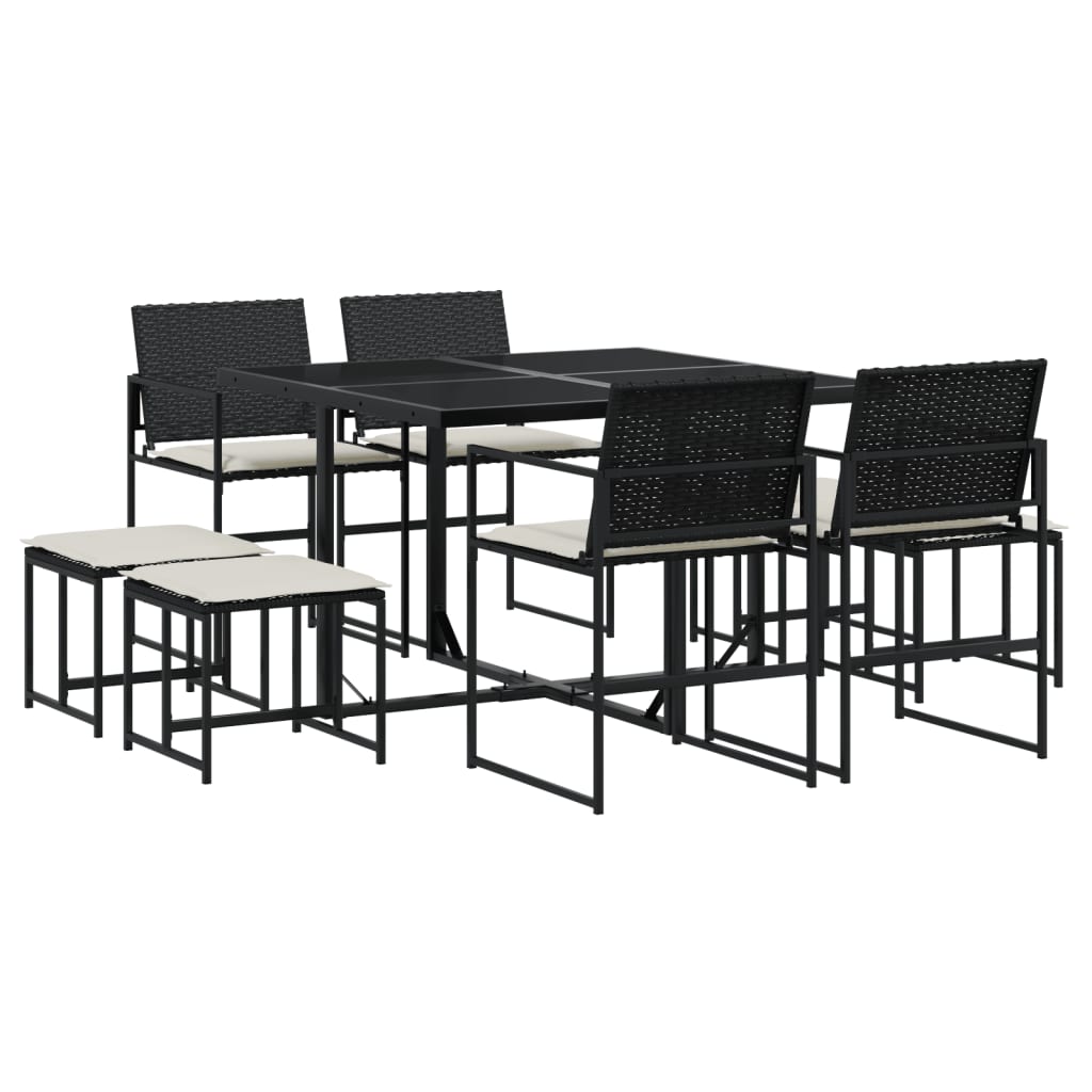9-delige Tuinset poly rattan zwart is nu te koop bij PeponiXL, paradijselijk wonen!