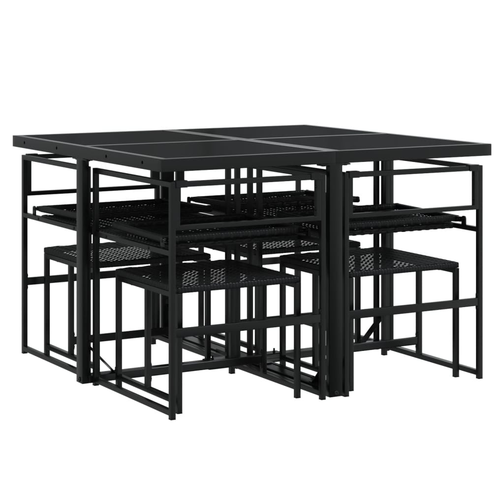 9-delige Tuinset poly rattan zwart is nu te koop bij PeponiXL, paradijselijk wonen!