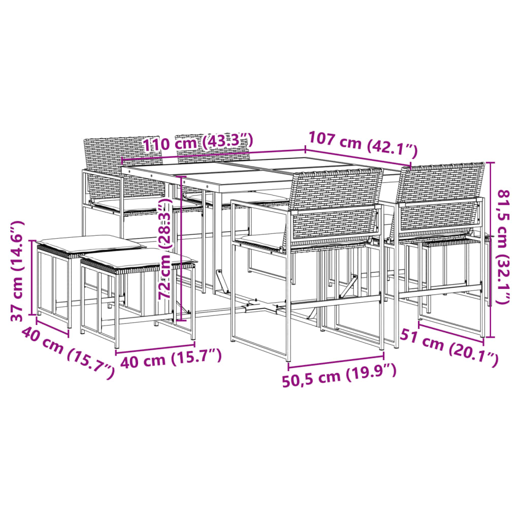 9-delige Tuinset poly rattan zwart is nu te koop bij PeponiXL, paradijselijk wonen!