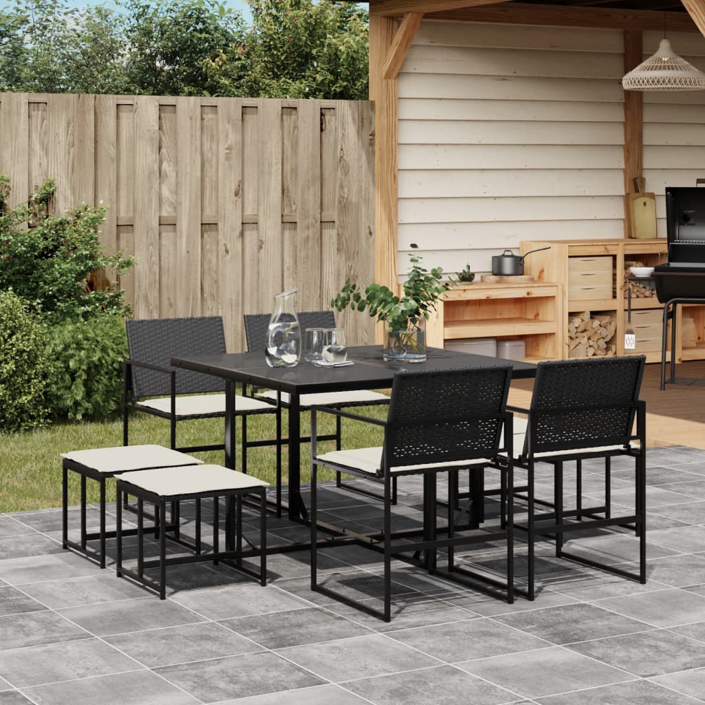 9-delige Tuinset poly rattan zwart is nu te koop bij PeponiXL, paradijselijk wonen!