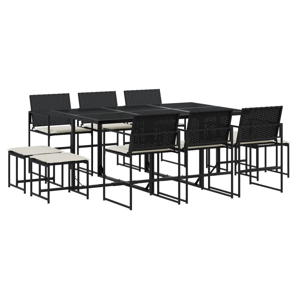11-delige Tuinset met kussens poly rattan zwart is nu te koop bij PeponiXL, paradijselijk wonen!