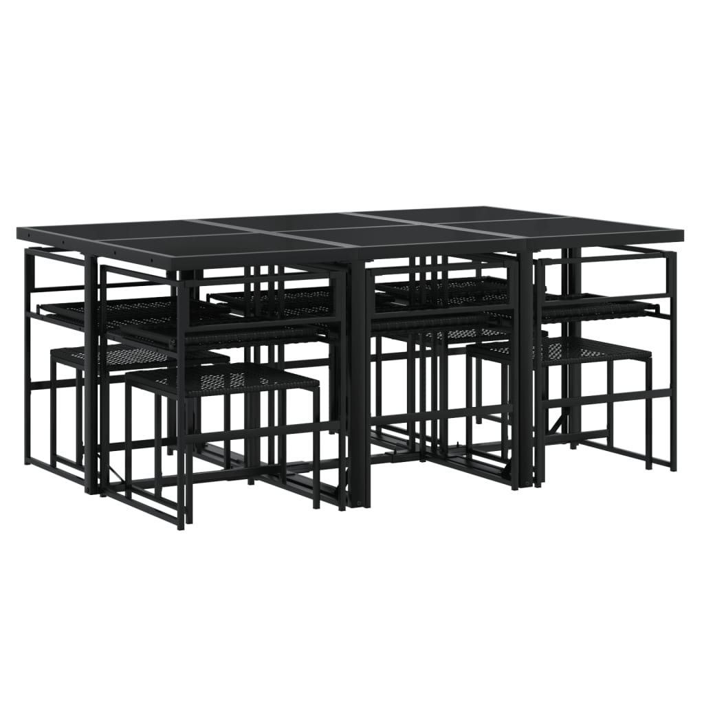 11-delige Tuinset met kussens poly rattan zwart is nu te koop bij PeponiXL, paradijselijk wonen!