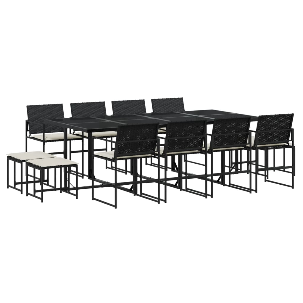 13-delige Tuinset met kussens poly rattan zwart is nu te koop bij PeponiXL, paradijselijk wonen!