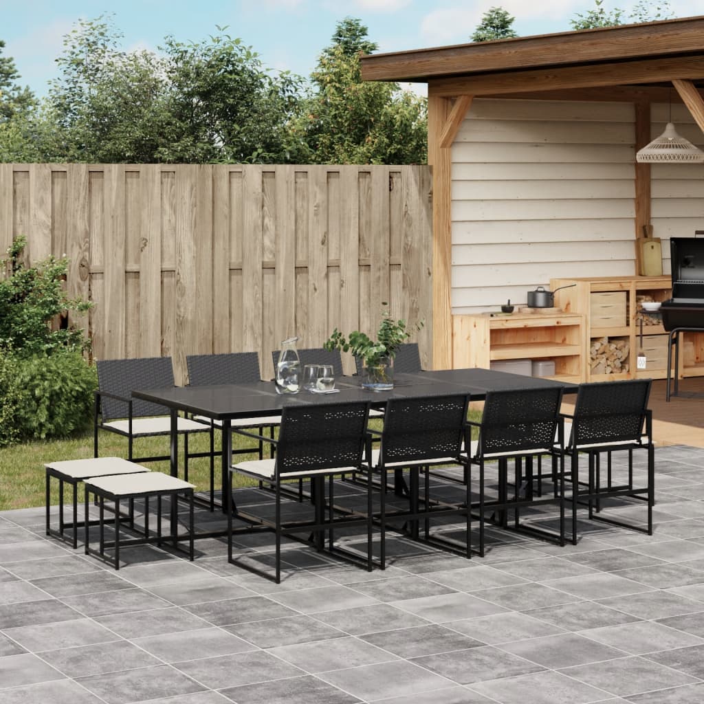 13-delige Tuinset met kussens poly rattan zwart is nu te koop bij PeponiXL, paradijselijk wonen!