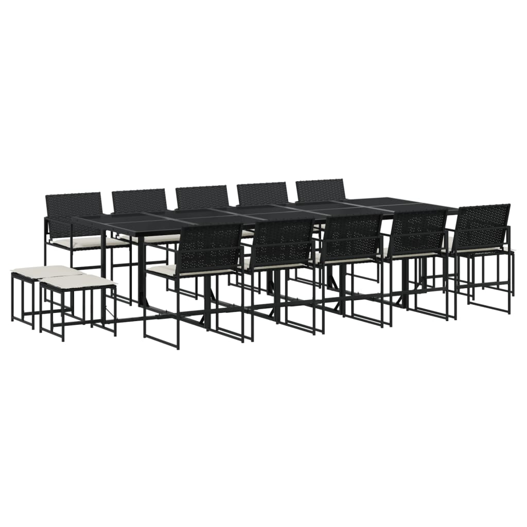 15-delige Tuinset met kussens poly rattan zwart is nu te koop bij PeponiXL, paradijselijk wonen!