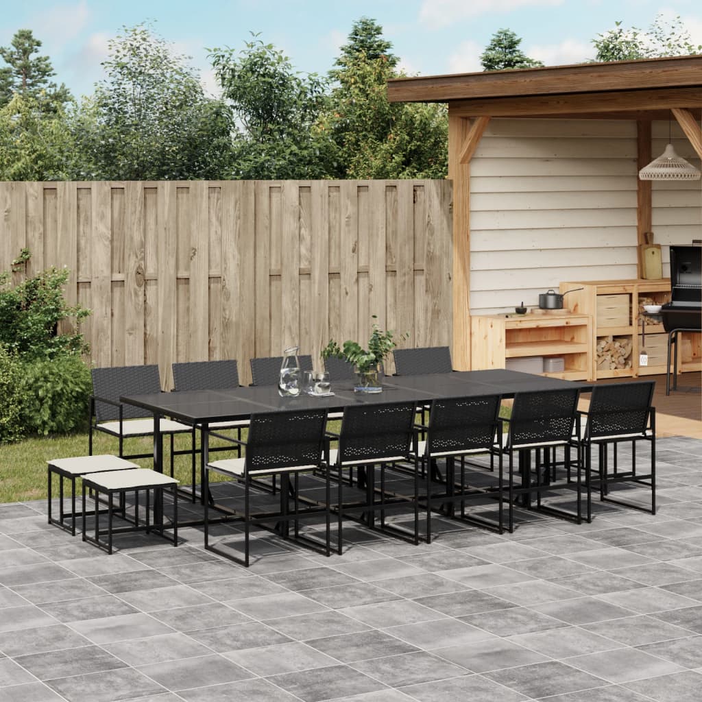 15-delige Tuinset met kussens poly rattan zwart is nu te koop bij PeponiXL, paradijselijk wonen!