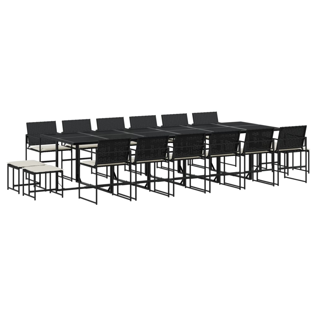 17-delige Tuinset met kussens poly rattan zwart is nu te koop bij PeponiXL, paradijselijk wonen!