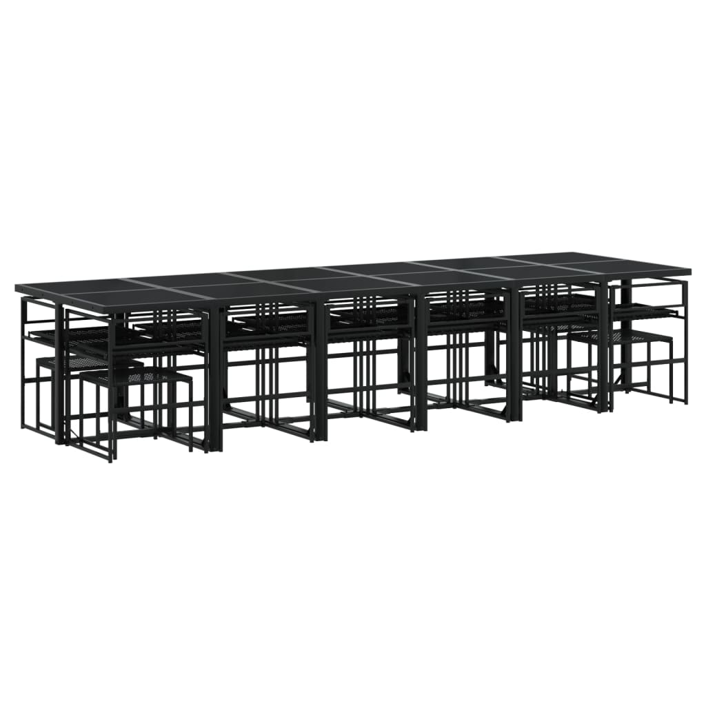 17-delige Tuinset met kussens poly rattan zwart is nu te koop bij PeponiXL, paradijselijk wonen!