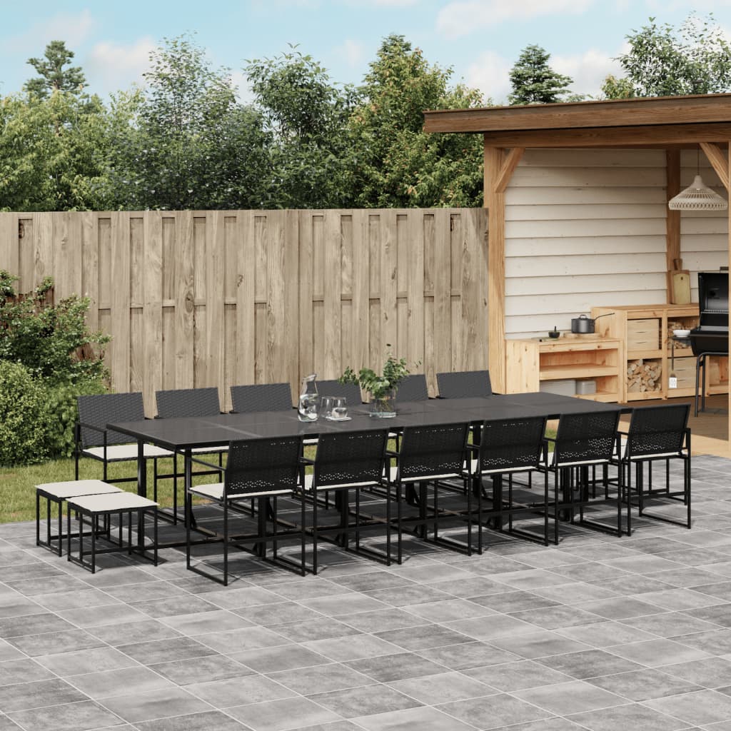 17-delige Tuinset met kussens poly rattan zwart is nu te koop bij PeponiXL, paradijselijk wonen!
