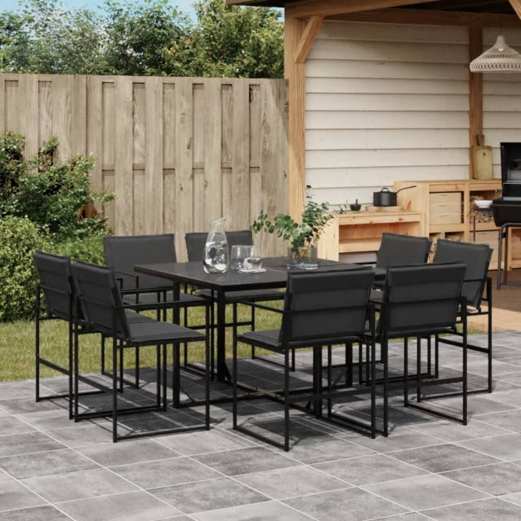 9-delige Tuinset met kussens textileen zwart is nu te koop bij PeponiXL, paradijselijk wonen!
