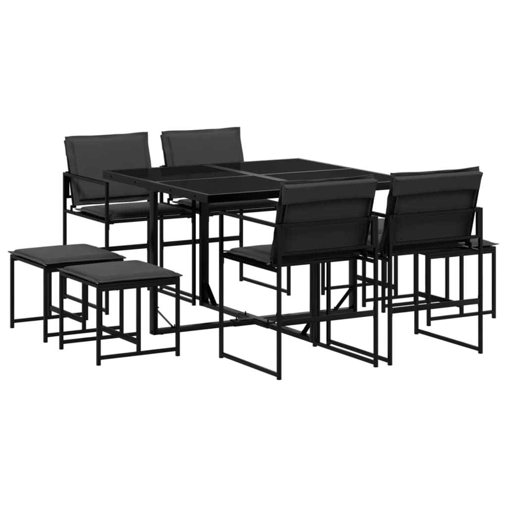 9-delige Tuinset met kussens textileen zwart is nu te koop bij PeponiXL, paradijselijk wonen!