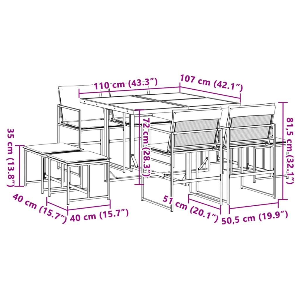 9-delige Tuinset met kussens textileen zwart is nu te koop bij PeponiXL, paradijselijk wonen!
