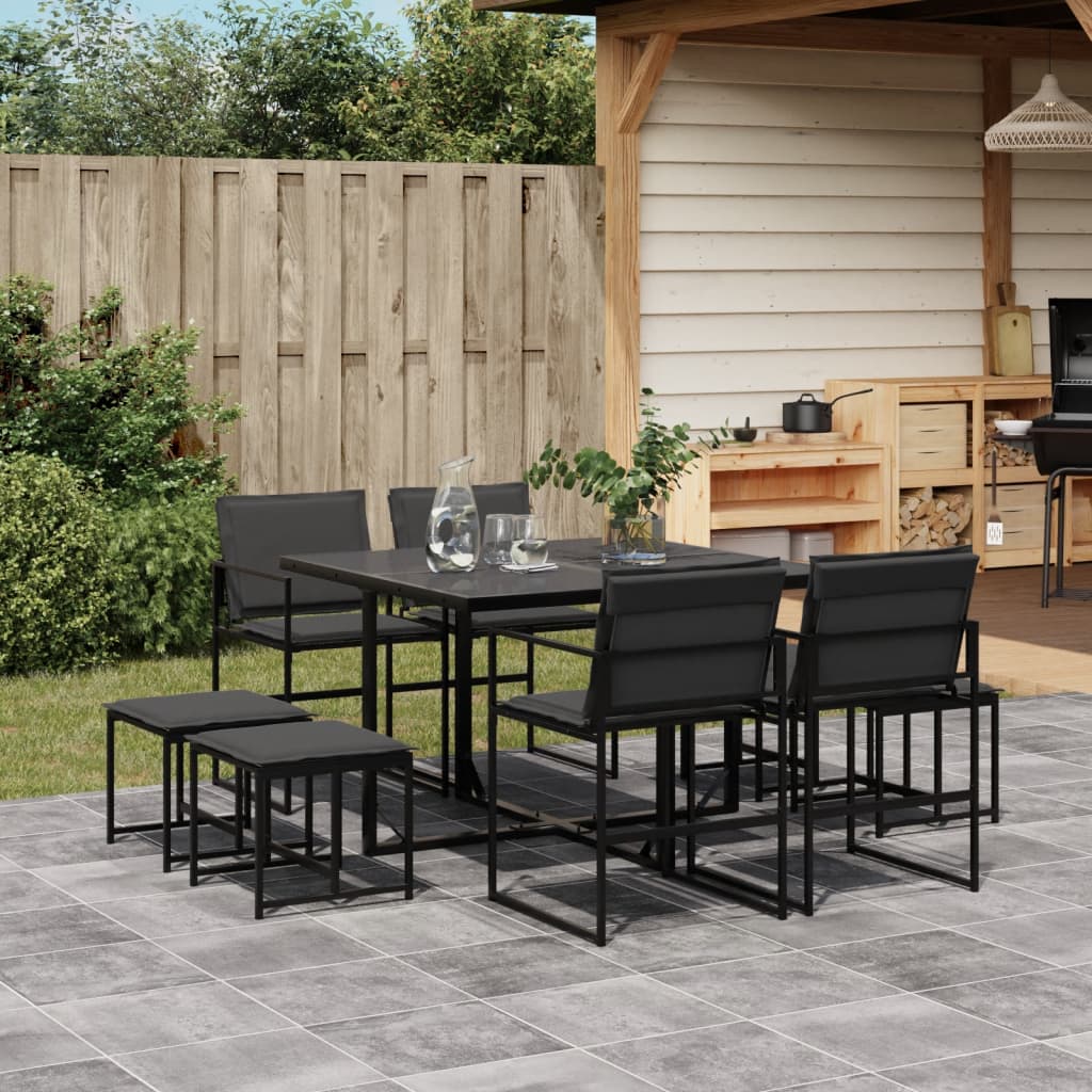 9-delige Tuinset met kussens textileen zwart is nu te koop bij PeponiXL, paradijselijk wonen!