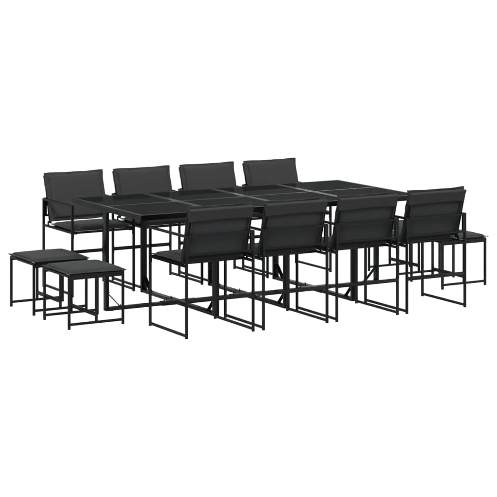 13-delige Tuinset met kussens textileen zwart is nu te koop bij PeponiXL, paradijselijk wonen!