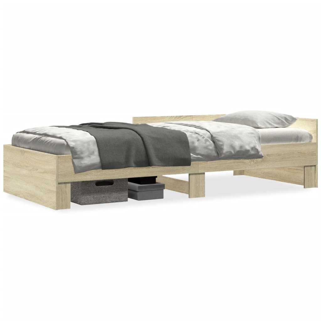 Bedframe zonder matras hout sonoma eikenkleurig 100x200 cm is nu te koop bij PeponiXL, paradijselijk wonen!