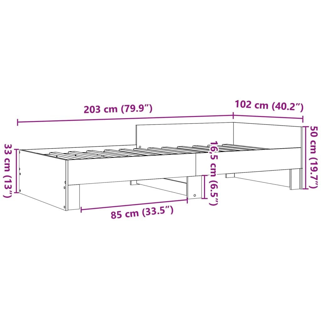 Bedframe zonder matras hout sonoma eikenkleurig 100x200 cm is nu te koop bij PeponiXL, paradijselijk wonen!