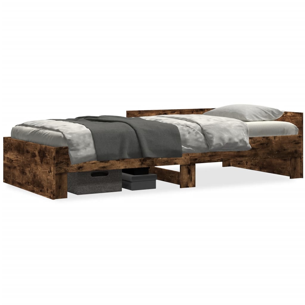 Bedframe zonder matras hout gerookt eikenkleurig 100x200 cm is nu te koop bij PeponiXL, paradijselijk wonen!