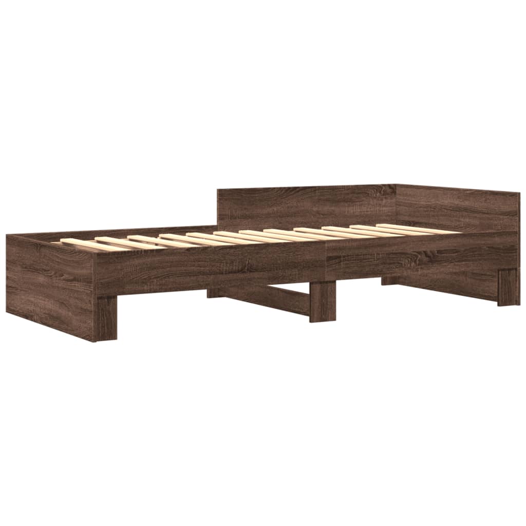 Bedframe zonder matras bewerkt hout bruin eikenkleur 100x200 cm is nu te koop bij PeponiXL, paradijselijk wonen!