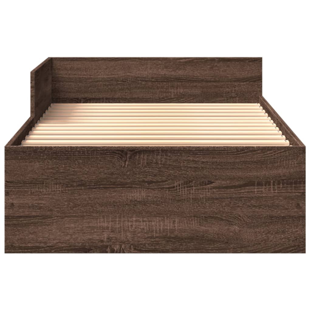 Bedframe zonder matras bewerkt hout bruin eikenkleur 100x200 cm is nu te koop bij PeponiXL, paradijselijk wonen!