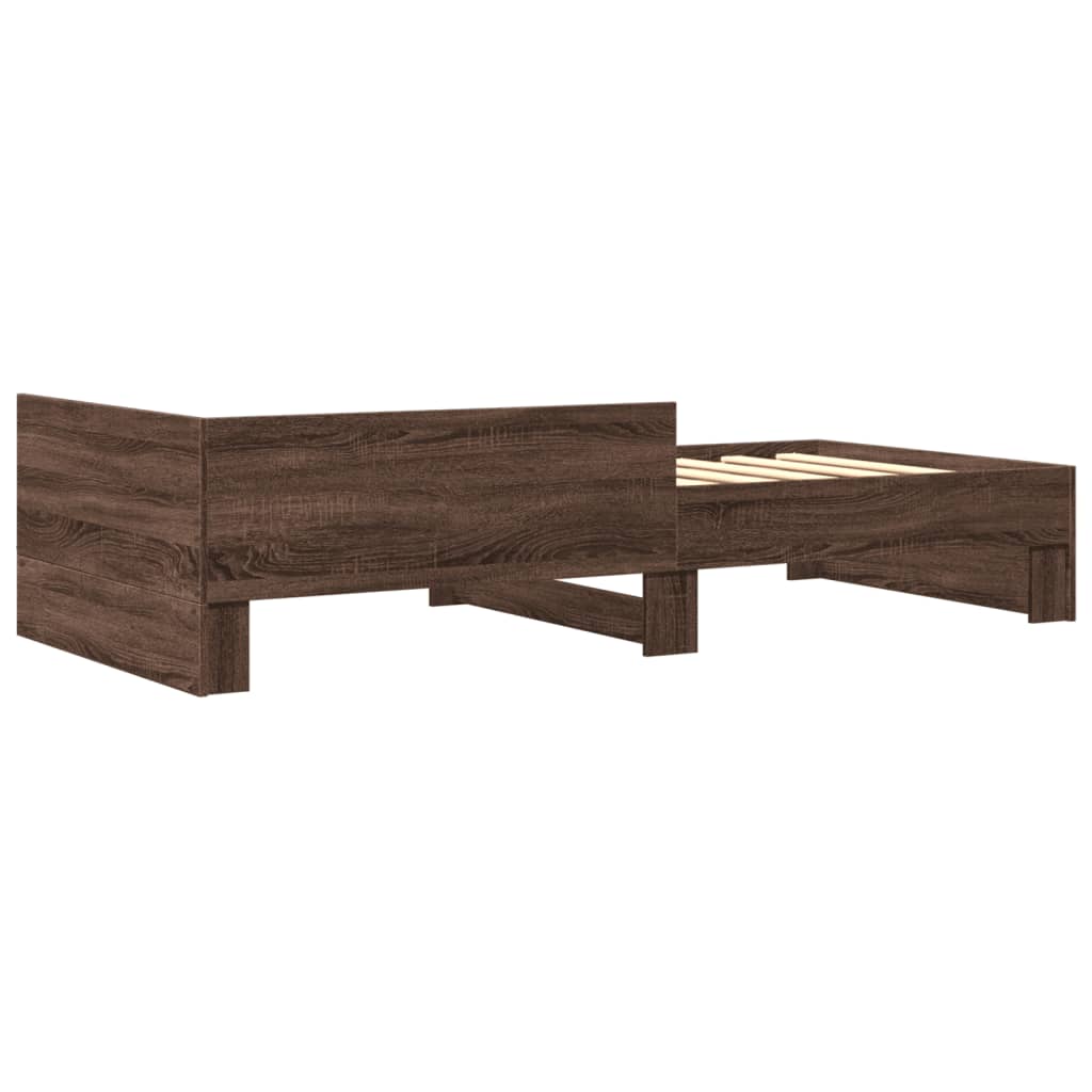 Bedframe zonder matras bewerkt hout bruin eikenkleur 100x200 cm is nu te koop bij PeponiXL, paradijselijk wonen!