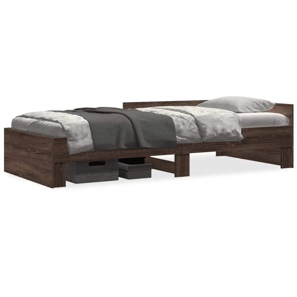 Bedframe zonder matras bewerkt hout bruin eikenkleur 100x200 cm is nu te koop bij PeponiXL, paradijselijk wonen!
