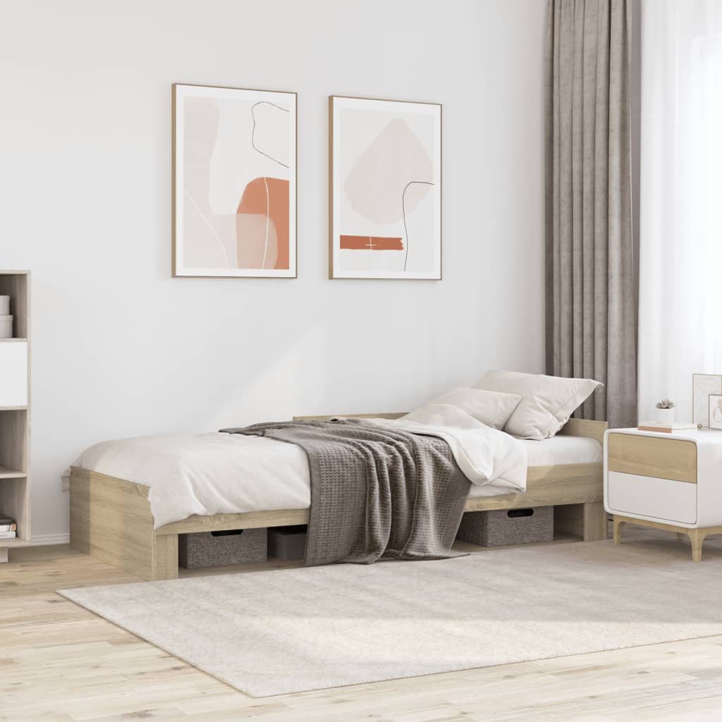 Bedframe zonder matras hout sonoma eikenkleurig 90x190 cm is nu te koop bij PeponiXL, paradijselijk wonen!
