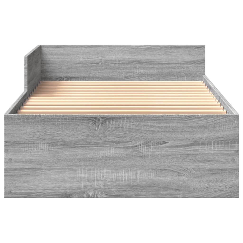Bedframe bewerkt hout grijs sonoma eikenkleurig 90x190 cm is nu te koop bij PeponiXL, paradijselijk wonen!