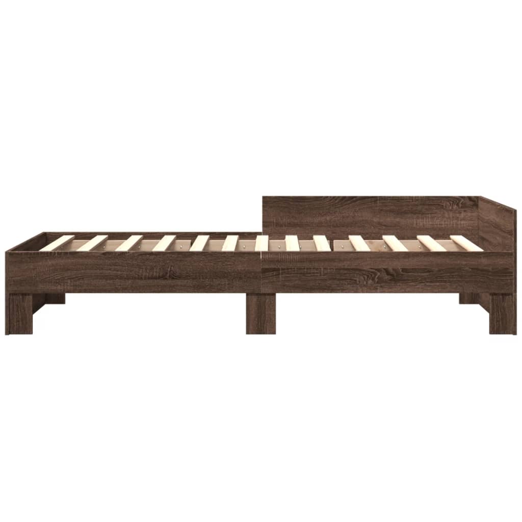 Bedframe zonder matras bewerkt hout bruin eikenkleur 90x190 cm is nu te koop bij PeponiXL, paradijselijk wonen!