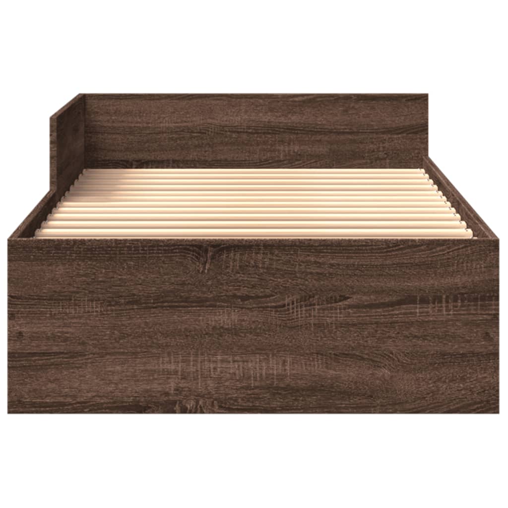Bedframe zonder matras bewerkt hout bruin eikenkleur 90x190 cm is nu te koop bij PeponiXL, paradijselijk wonen!