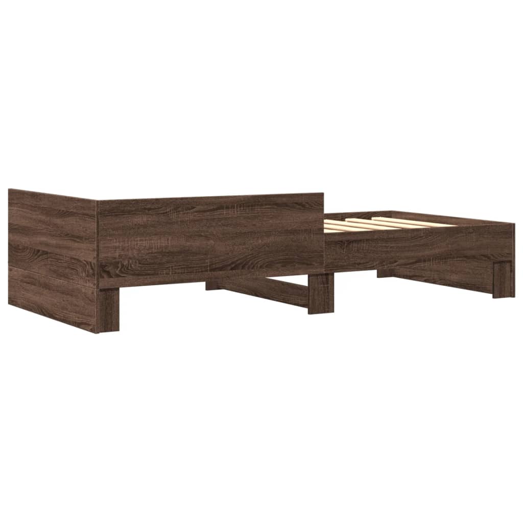 Bedframe zonder matras bewerkt hout bruin eikenkleur 90x190 cm is nu te koop bij PeponiXL, paradijselijk wonen!