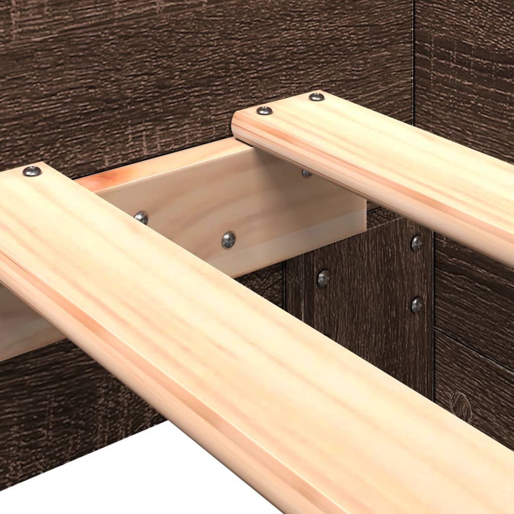 Bedframe zonder matras bewerkt hout bruin eikenkleur 90x190 cm is nu te koop bij PeponiXL, paradijselijk wonen!