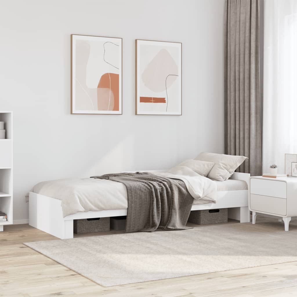 Bedframe bewerkt hout wit 75x190 cm is nu te koop bij PeponiXL, paradijselijk wonen!