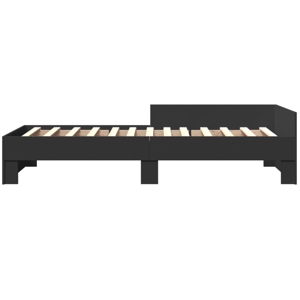 Bedframe bewerkt hout zwart 75x190 cm is nu te koop bij PeponiXL, paradijselijk wonen!