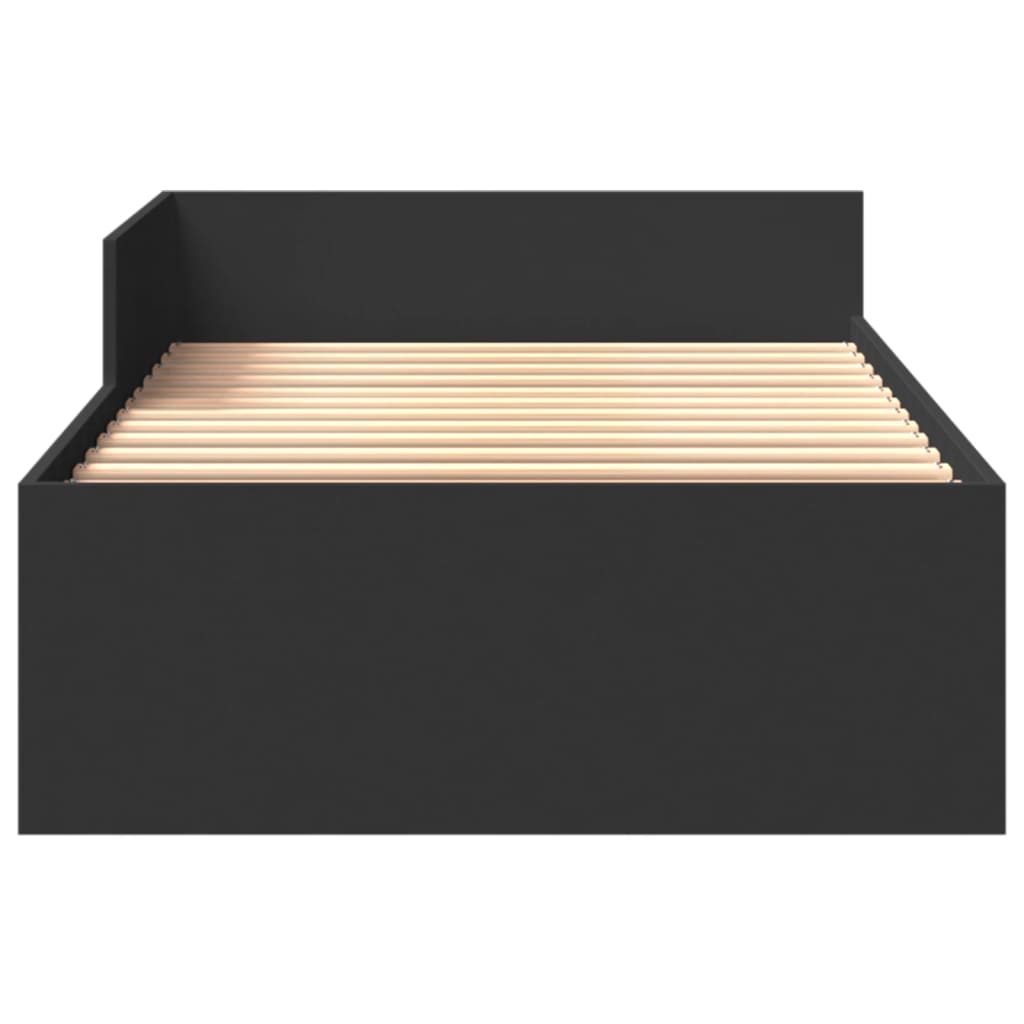 Bedframe bewerkt hout zwart 75x190 cm is nu te koop bij PeponiXL, paradijselijk wonen!