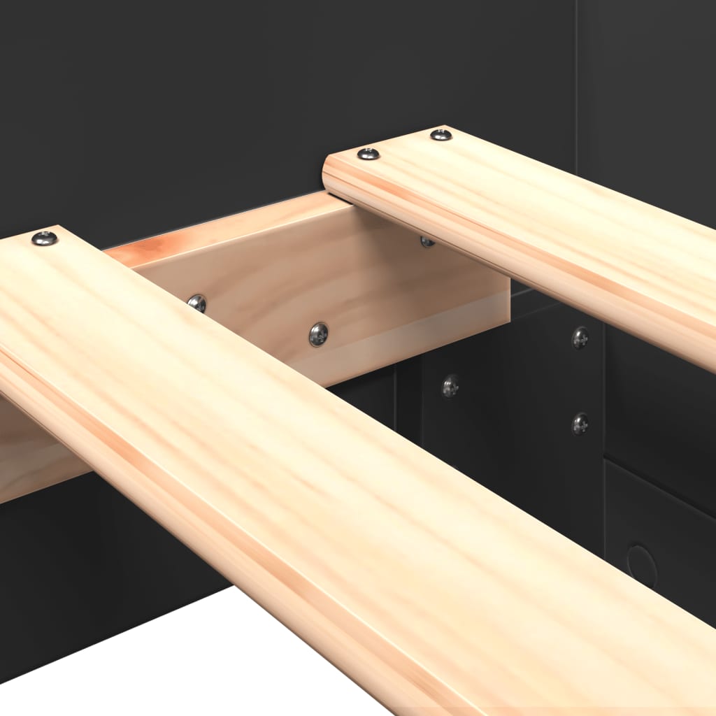 Bedframe bewerkt hout zwart 75x190 cm is nu te koop bij PeponiXL, paradijselijk wonen!