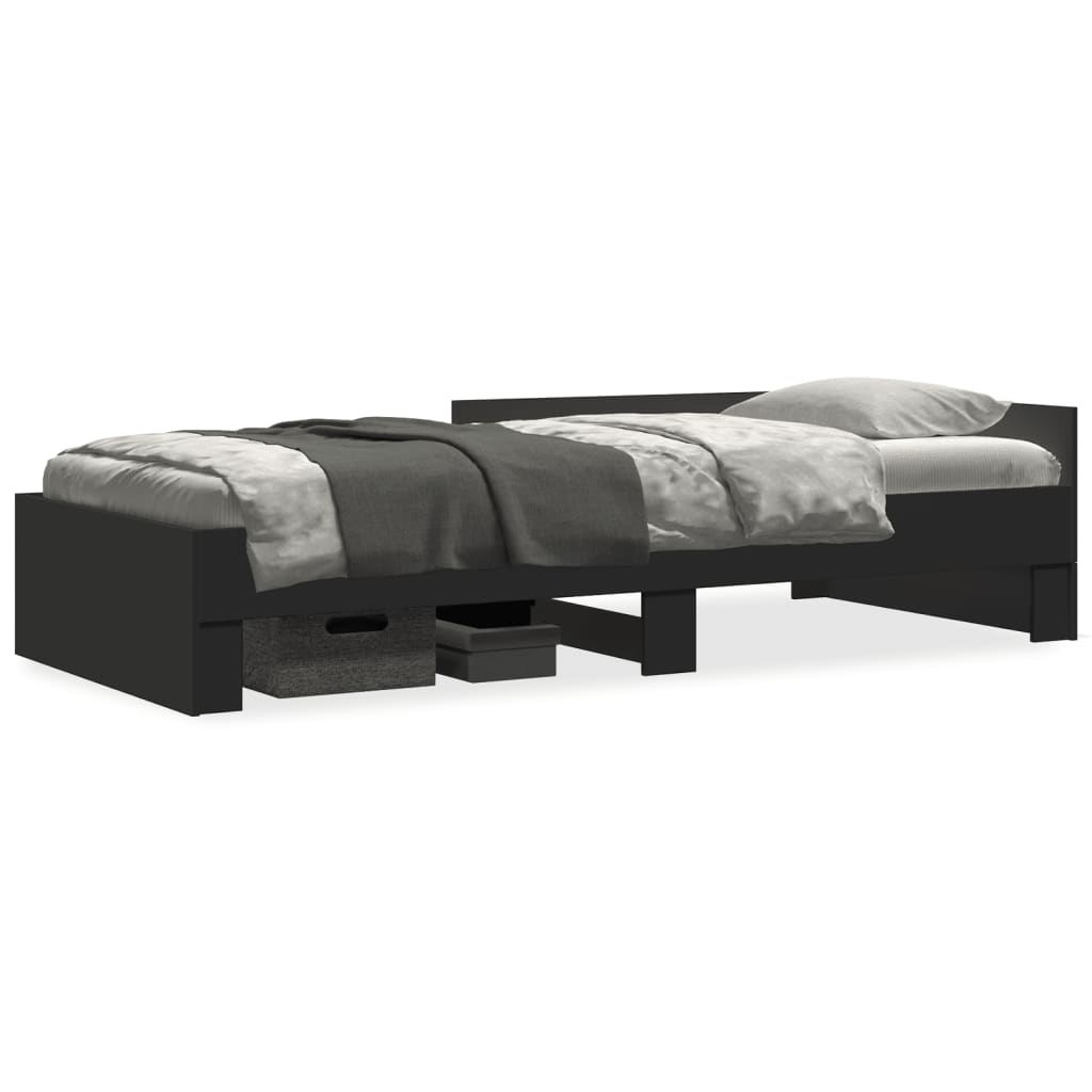 Bedframe bewerkt hout zwart 75x190 cm is nu te koop bij PeponiXL, paradijselijk wonen!