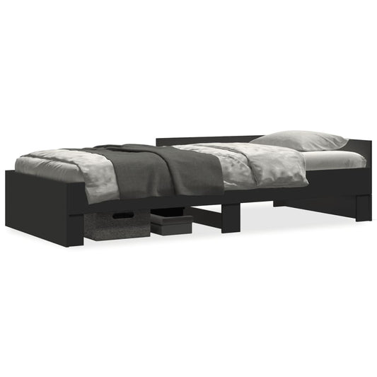 Bedframe bewerkt hout zwart 75x190 cm is nu te koop bij PeponiXL, paradijselijk wonen!