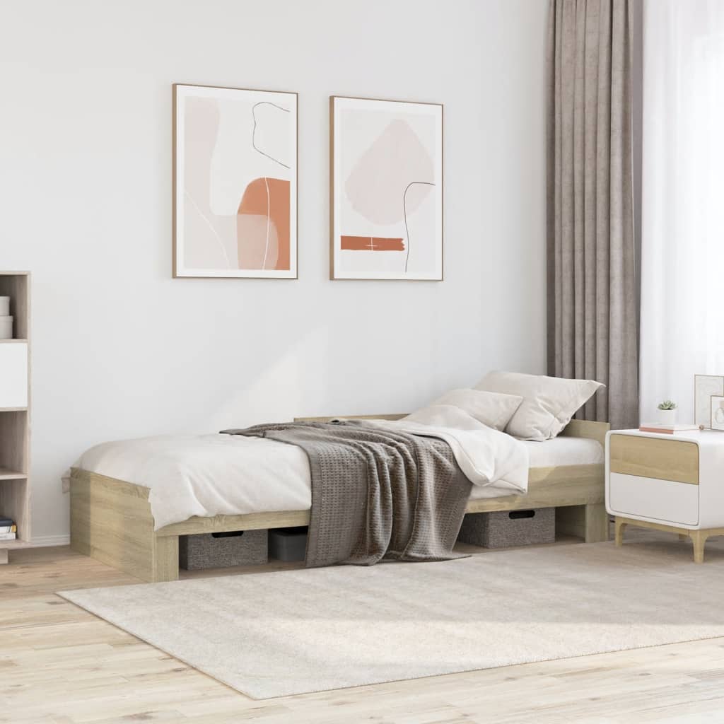Bedframe zonder matras hout sonoma eikenkleurig 75x190 cm is nu te koop bij PeponiXL, paradijselijk wonen!
