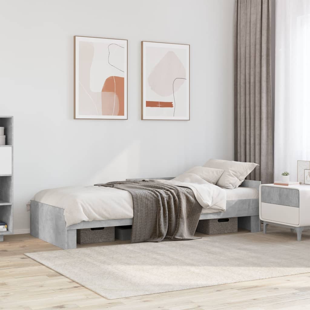 Bedframe bewerkt hout betongrijs 75x190 cm is nu te koop bij PeponiXL, paradijselijk wonen!