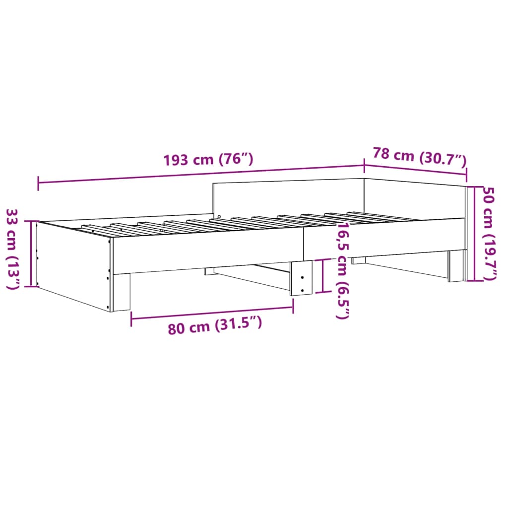 Bedframe bewerkt hout betongrijs 75x190 cm is nu te koop bij PeponiXL, paradijselijk wonen!