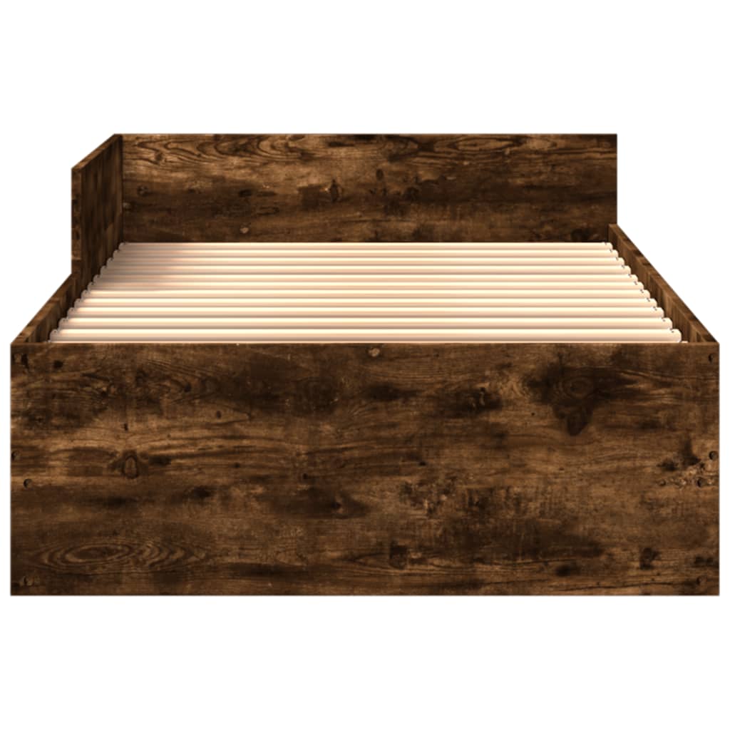 Bedframe zonder matras hout gerookt eikenkleurig 75x190 cm is nu te koop bij PeponiXL, paradijselijk wonen!