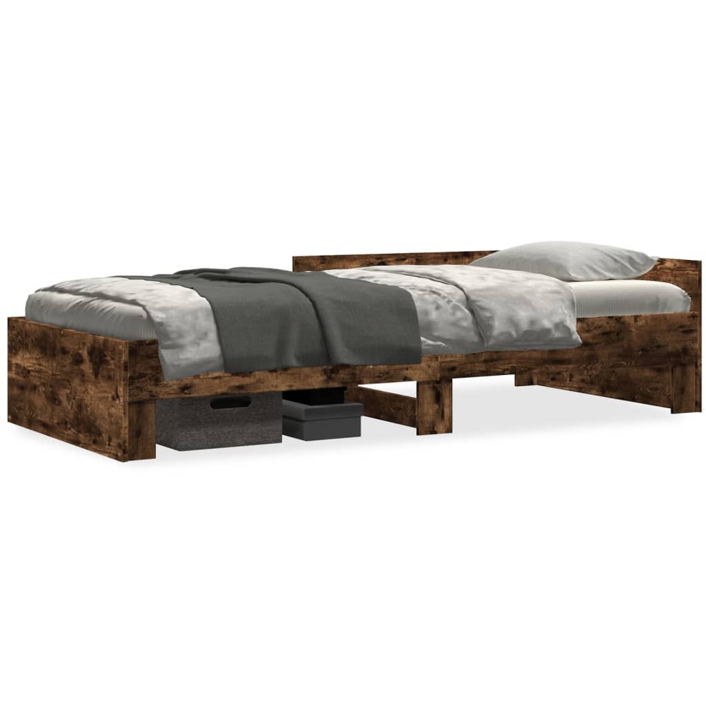 Bedframe zonder matras hout gerookt eikenkleurig 75x190 cm is nu te koop bij PeponiXL, paradijselijk wonen!