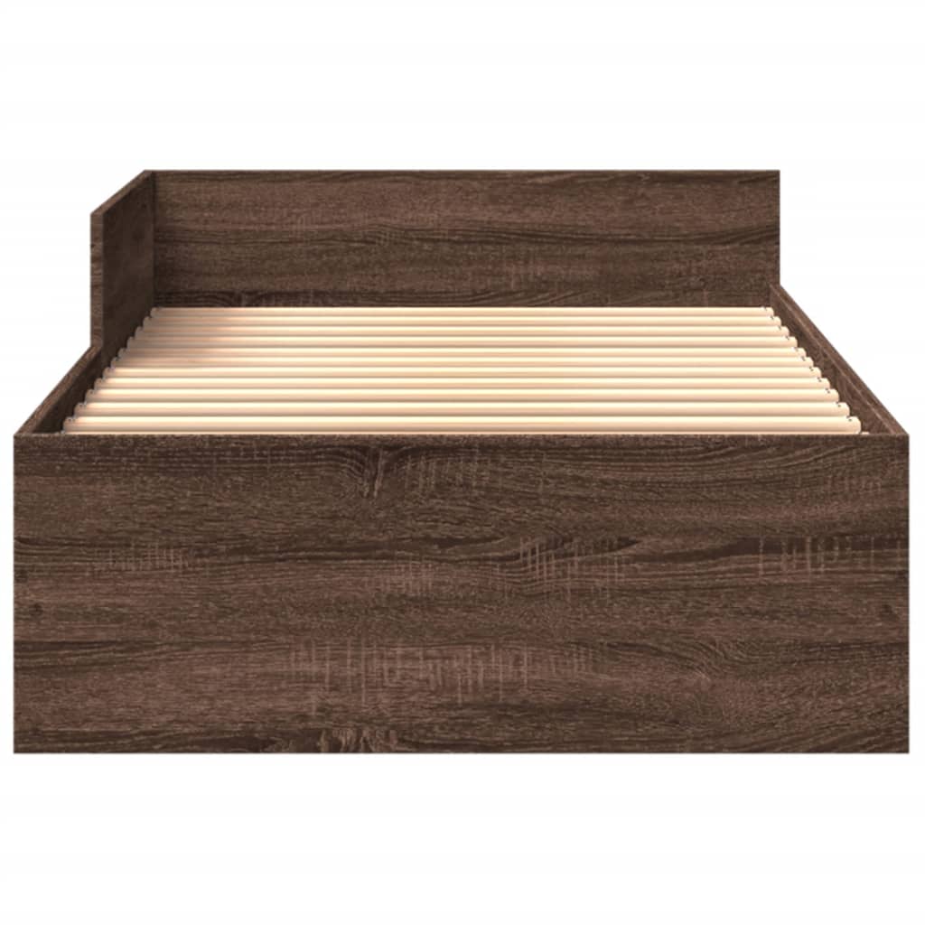 Bedframe zonder matras bewerkt hout bruin eikenkleur 75x190 cm is nu te koop bij PeponiXL, paradijselijk wonen!