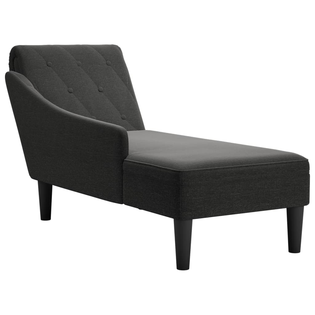 Chaise longue met kussen en rechterarmleuning stof zwart is nu te koop bij PeponiXL, paradijselijk wonen!