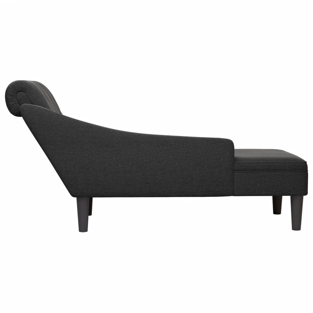 Chaise longue met kussen en rechterarmleuning stof zwart is nu te koop bij PeponiXL, paradijselijk wonen!