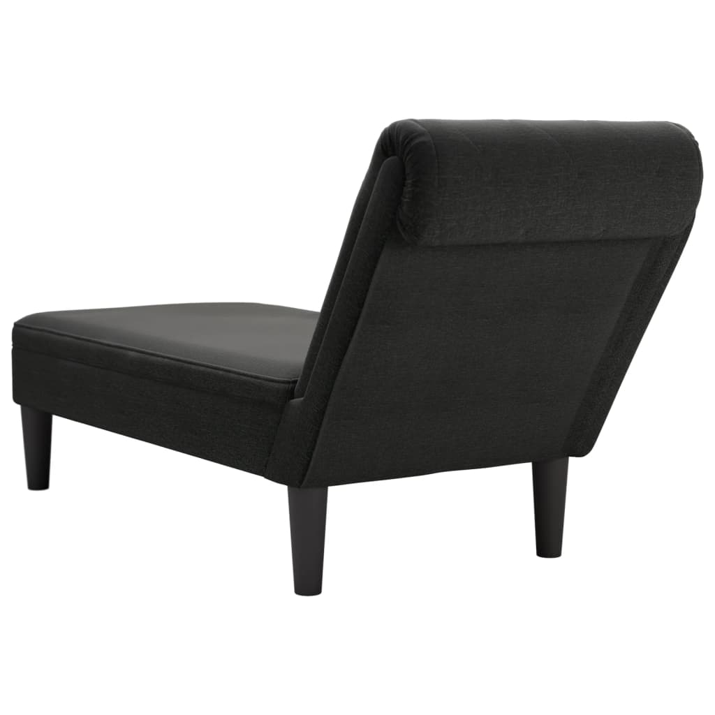 Chaise longue met kussen en rechterarmleuning stof zwart is nu te koop bij PeponiXL, paradijselijk wonen!