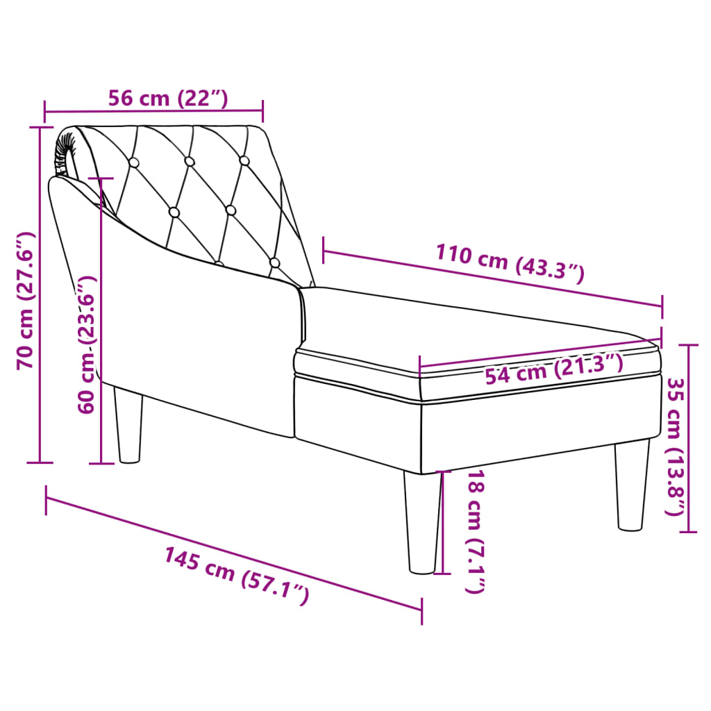 Chaise longue met kussen en rechterarmleuning stof zwart is nu te koop bij PeponiXL, paradijselijk wonen!