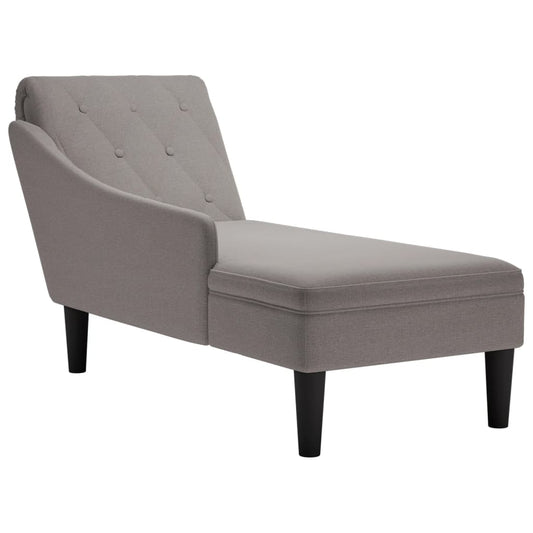 Chaise longue met kussen en rechterarmleuning stof taupe is nu te koop bij PeponiXL, paradijselijk wonen!