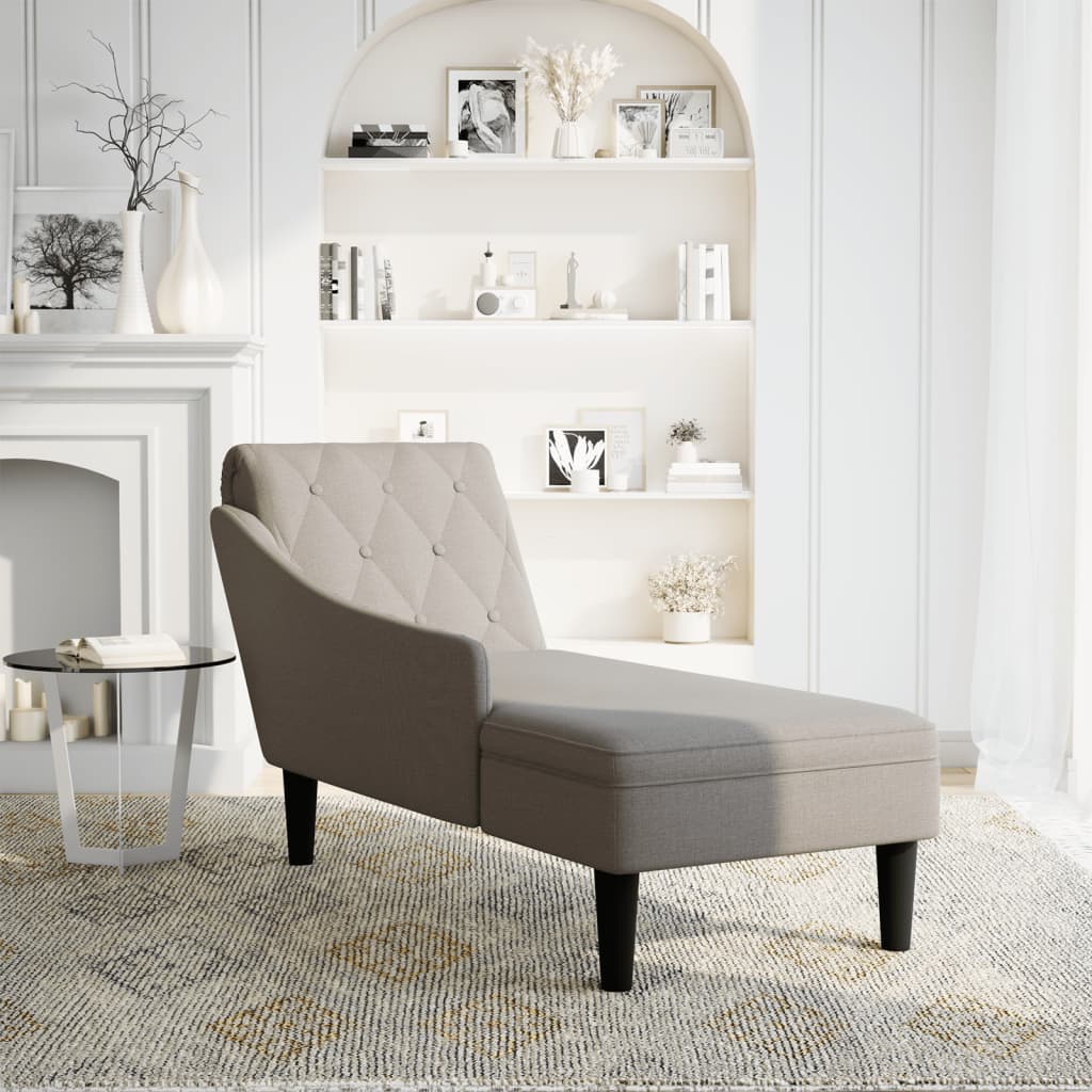 Chaise longue met kussen en rechterarmleuning stof taupe is nu te koop bij PeponiXL, paradijselijk wonen!